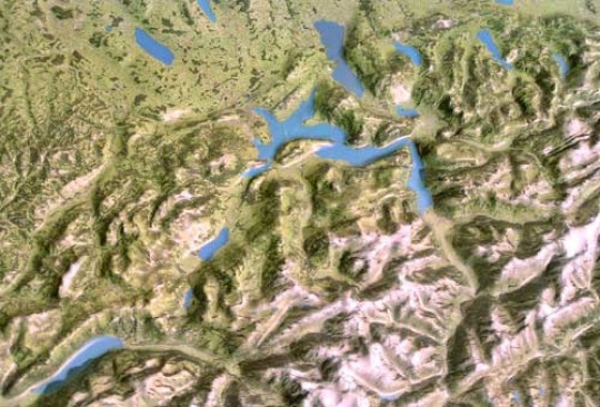 Raised relief map Switzerland aerial 1:500.000