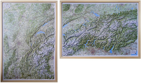 Raised relief maps The Alps 1:500.000, Central and West
