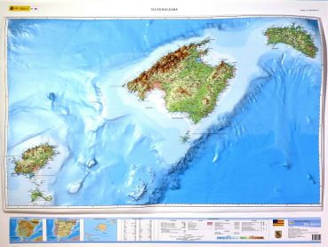 3D Raised Relief Map of the Balearic Islands