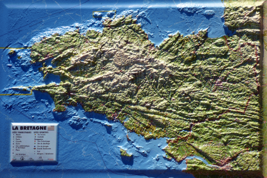 3D relief map of Brittany