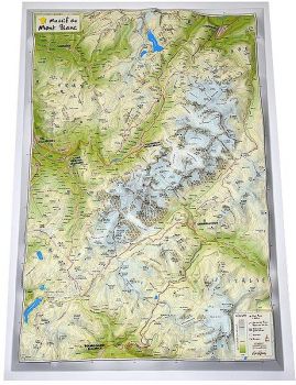 Raised relief map of Mont Blanc region