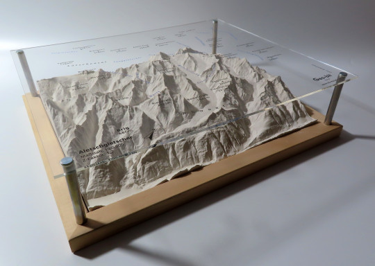 mountain model  Aletsch glacier, Konkordiahütte, Aletschhorn