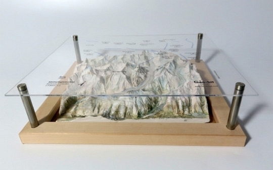 mountain model  Aletsch glacier, Konkordiahütte, Aletschhorn