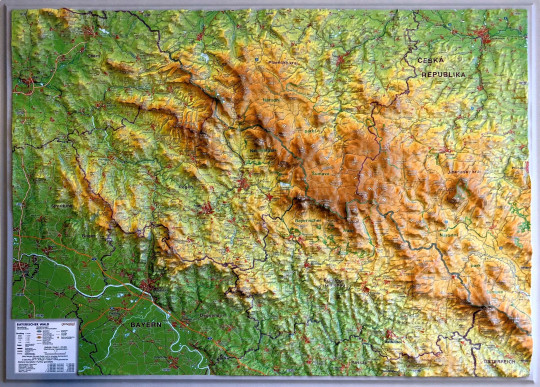 carte en relief de forêt bavaroise