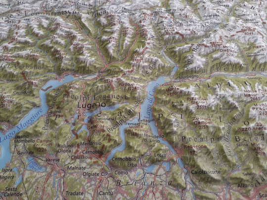 Raised relief map Alps 1:500.000