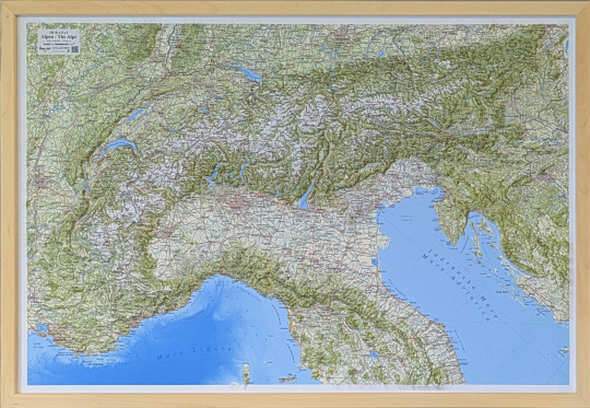 3D Raised relief map Alps XL, 1:1,000,000