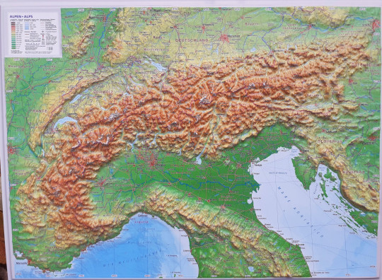 3D Raised relief map Alps, small