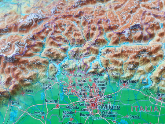 Preview: 3D Raised relief map Alps, small