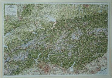 Raised relief map Alps, white
