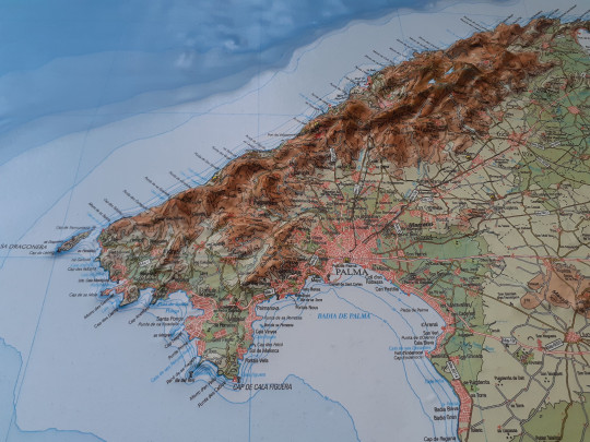 3D Raised Relief Map of the Balearic Islands