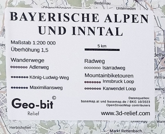 Relief map of the Bavarian Alps and Inn Valley
