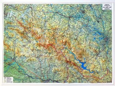 Large relief map of the Bavarian Forest / Bohemian Forest