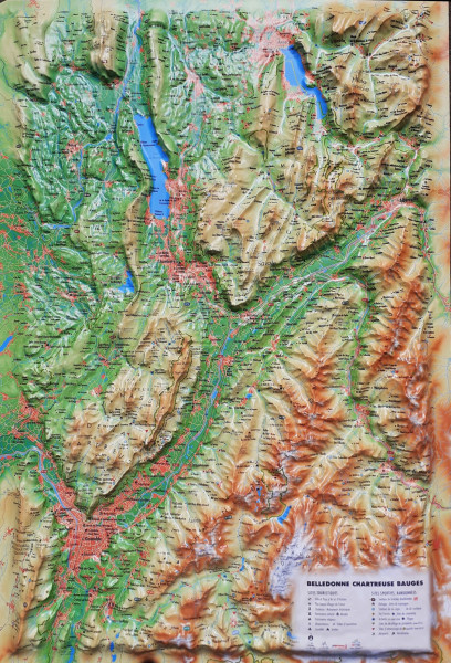 Raised relief map Belledonne and Chartreuse