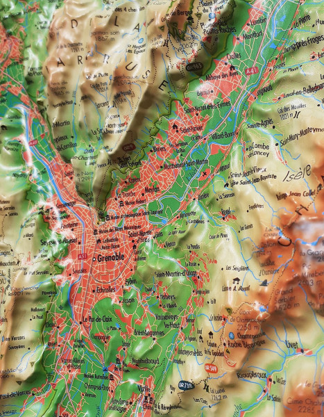 Raised relief map Belledonne and Chartreuse