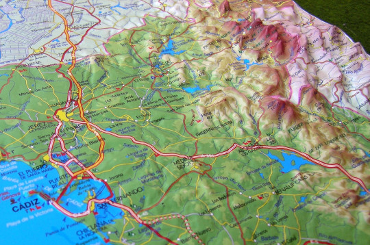 Raised relief map of Cadiz