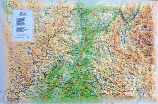 Relief map of Drome and Ardeche