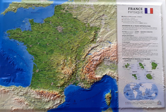 Raised relief France, physically