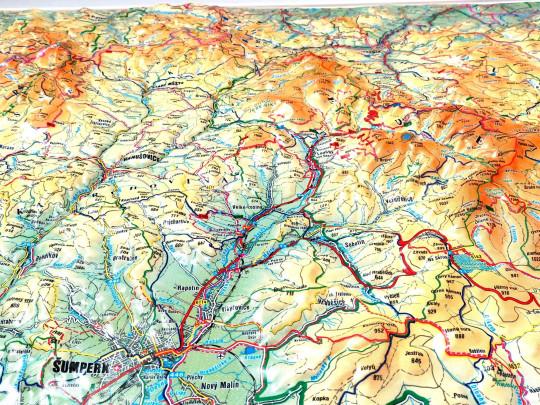 Große 3D Reliefkarte Jeseníky Gebirges, Tschechien detail1