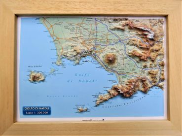Raised relief map Gulf of Neaples