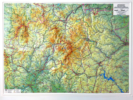 Grande carte en relief 3D Montagnes Jeseníky