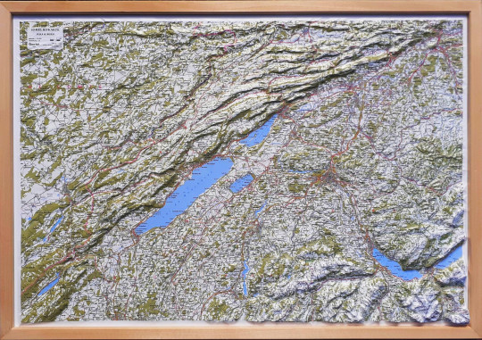 Raised Relief map of Jura and Bern