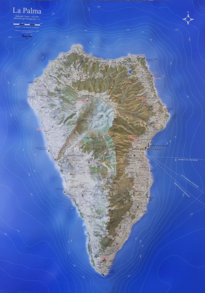 Relief map of the canary island La Palma