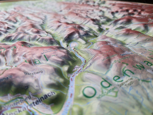 Raised relief map Odenwald, physical
