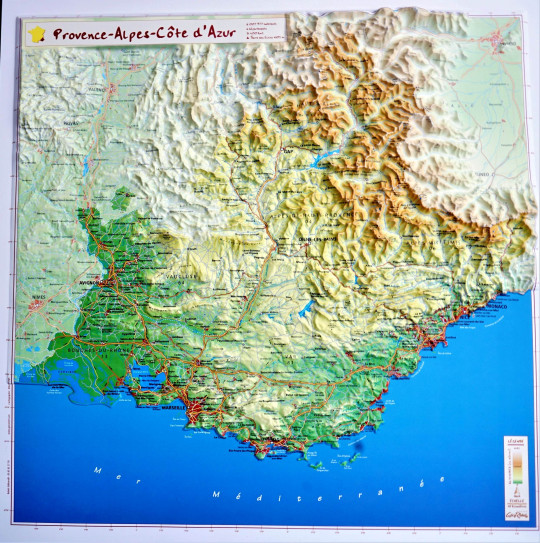 Raised Relief Map Provence-Alpes