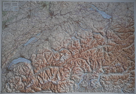 Raised relief map Switzerland