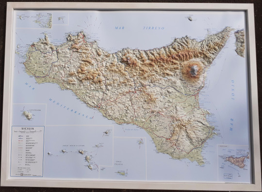 Raised relief map Sicily