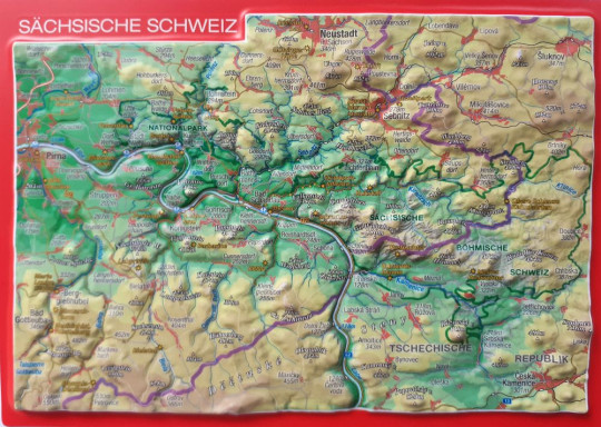 Relief postcard of saxon switzerland