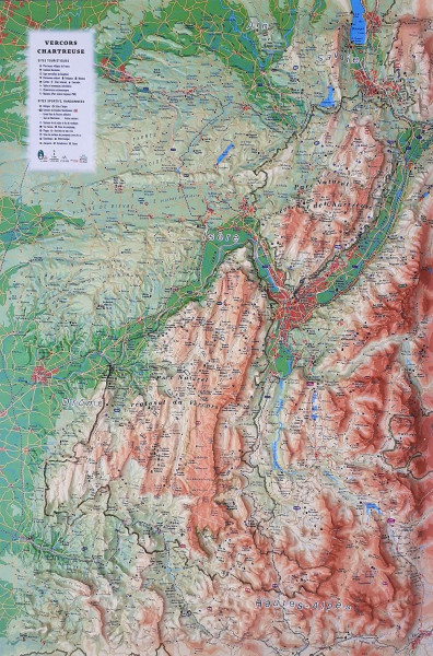 Raised relief map Vercors and Chartreuse