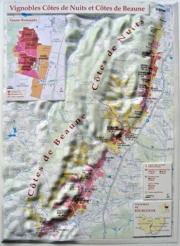 Raised relief map Vignobles de Bourgogne