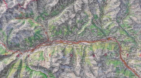 3D Relief Map Valais and Aosta Valley