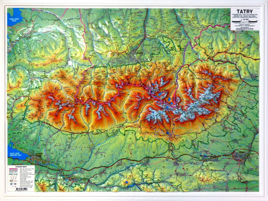 Große 3D Reliefkarte Hohe Tatra