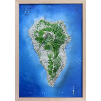 3D raised relief map of the canary island La Palma