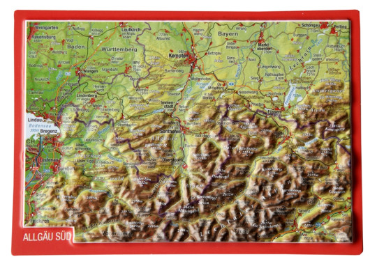 Relief postcard Allgäu South