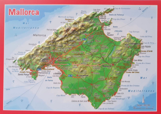 Raised relief postcard Mallorca