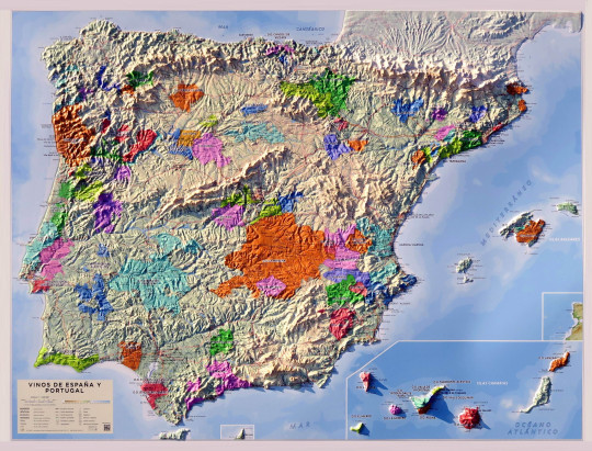 Reliefkarte_Weinregionen_Spanien und Portugal_Vinhos