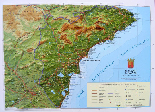 Reliefkarte Alicante