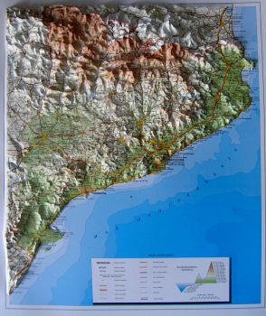 Raised relief map Catalonia
