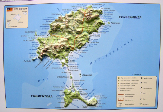 Raised relief map Ibiza