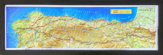 Raised relief map Camino de Santiago