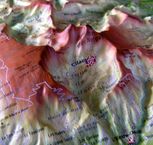 Raised relief map La Reunion
