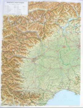Raised relief map Piedmont and the Aosta Valley