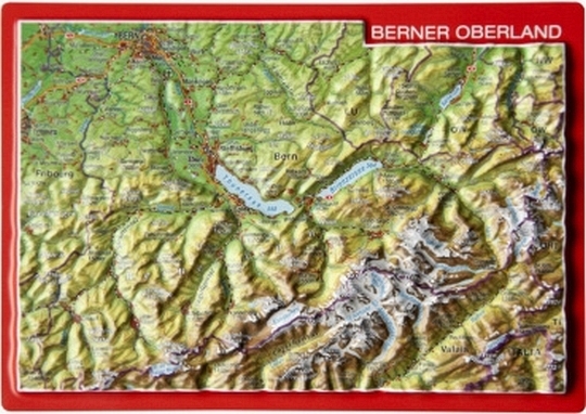 Relief postcard Bernese Oberland - framed
