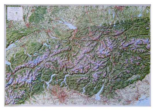 Raised relief maps The Alps 1:500.000, Central and West