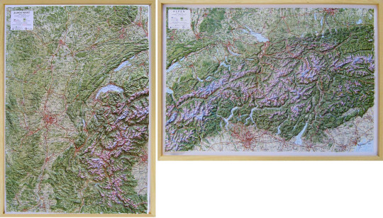 Raised relief maps The Alps 1:500.000, Central and West