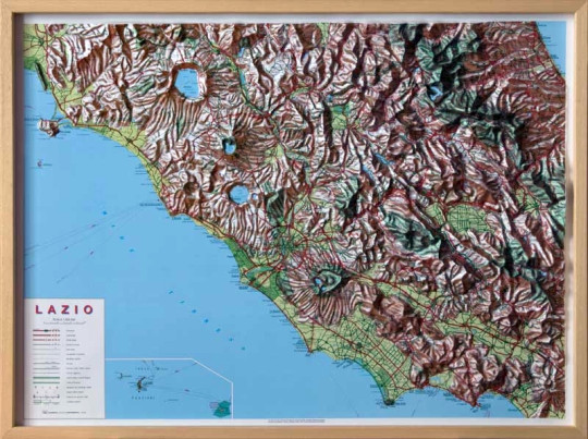 Raised Relief Map Region Rome Lazio