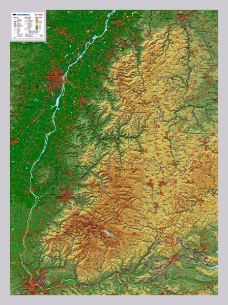 raised relief map black wood forest